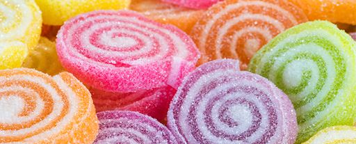 Colorful sugar coated jelly candies.